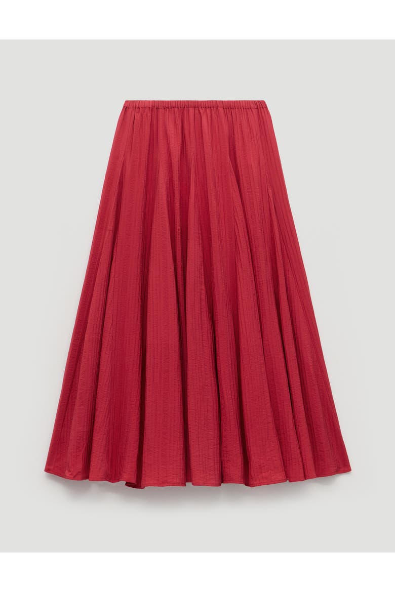 Mavi Godet Crinkle Midi Skirt, Alternate, color, Ruby Red