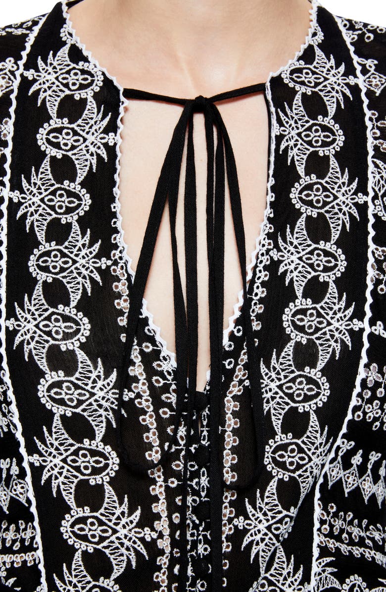 Alice + Olivia Ona Embroidered Tunic Top, Alternate, color,