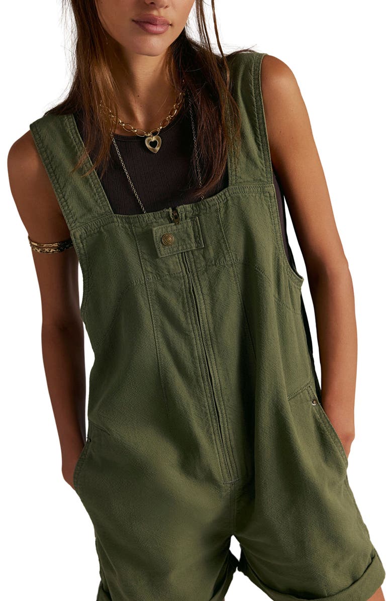 Free People Jude Cotton Shortalls, Alternate, color, Verdant