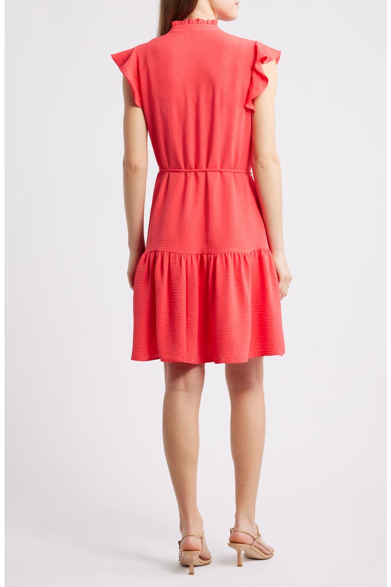Flutter Sleeve Shirtdress, Alternate, color, CORAL