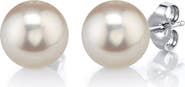 The Pearl Source 8mm White Freshwater Round Pearl Stud Earrings