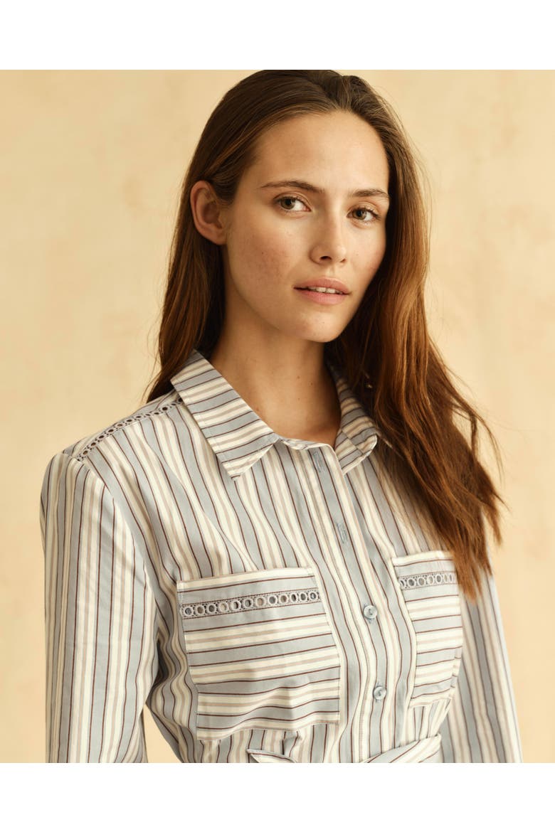 Celia Midi Shirtdress, Alternate, color, Pale Blue Stripe
