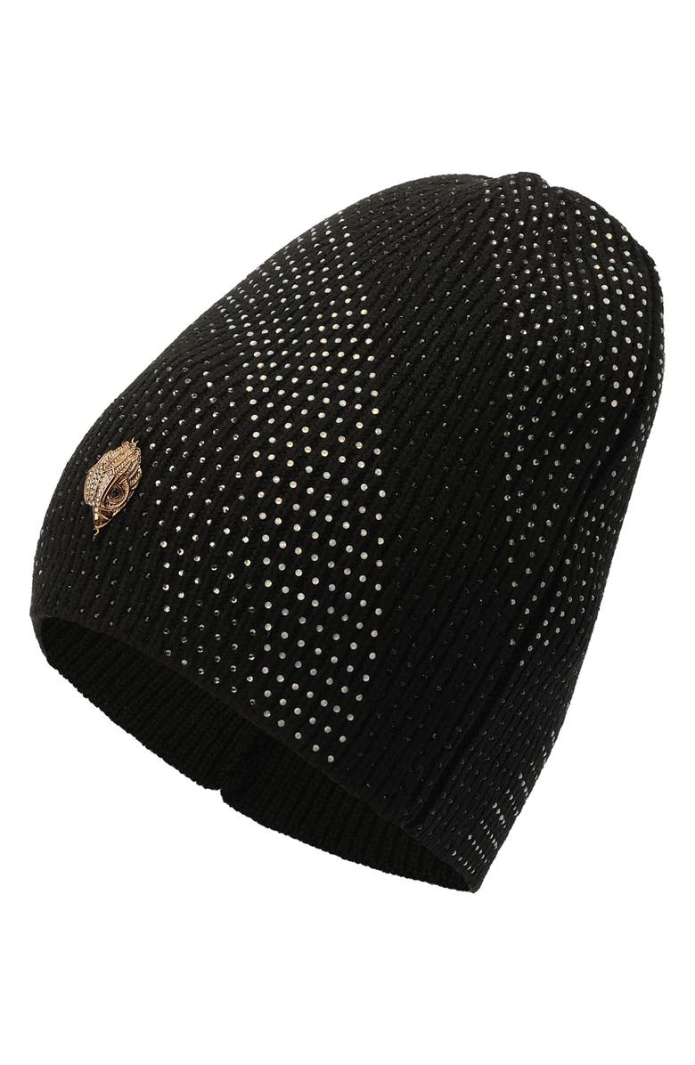 Kurt Geiger London Crystal Wave Monochrome Beanie, Alternate, color, Black
