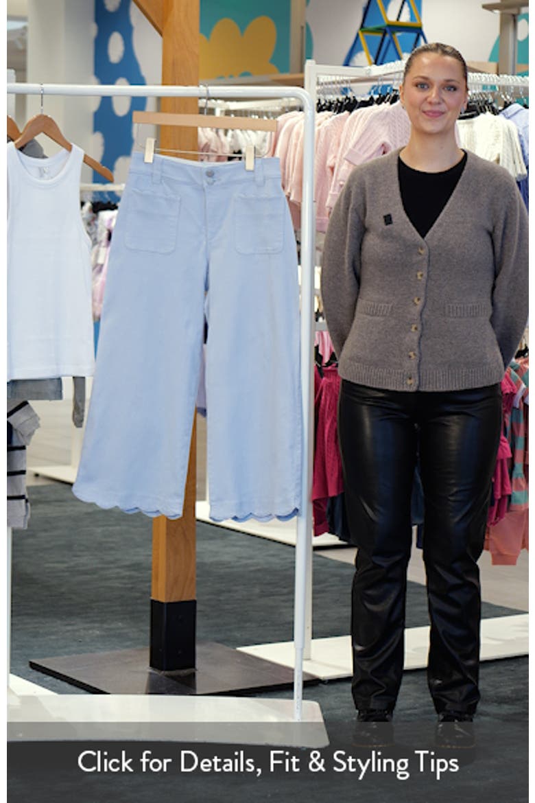 Scallop Patch Pocket High Waist Crop Wide Leg Twill Pants video