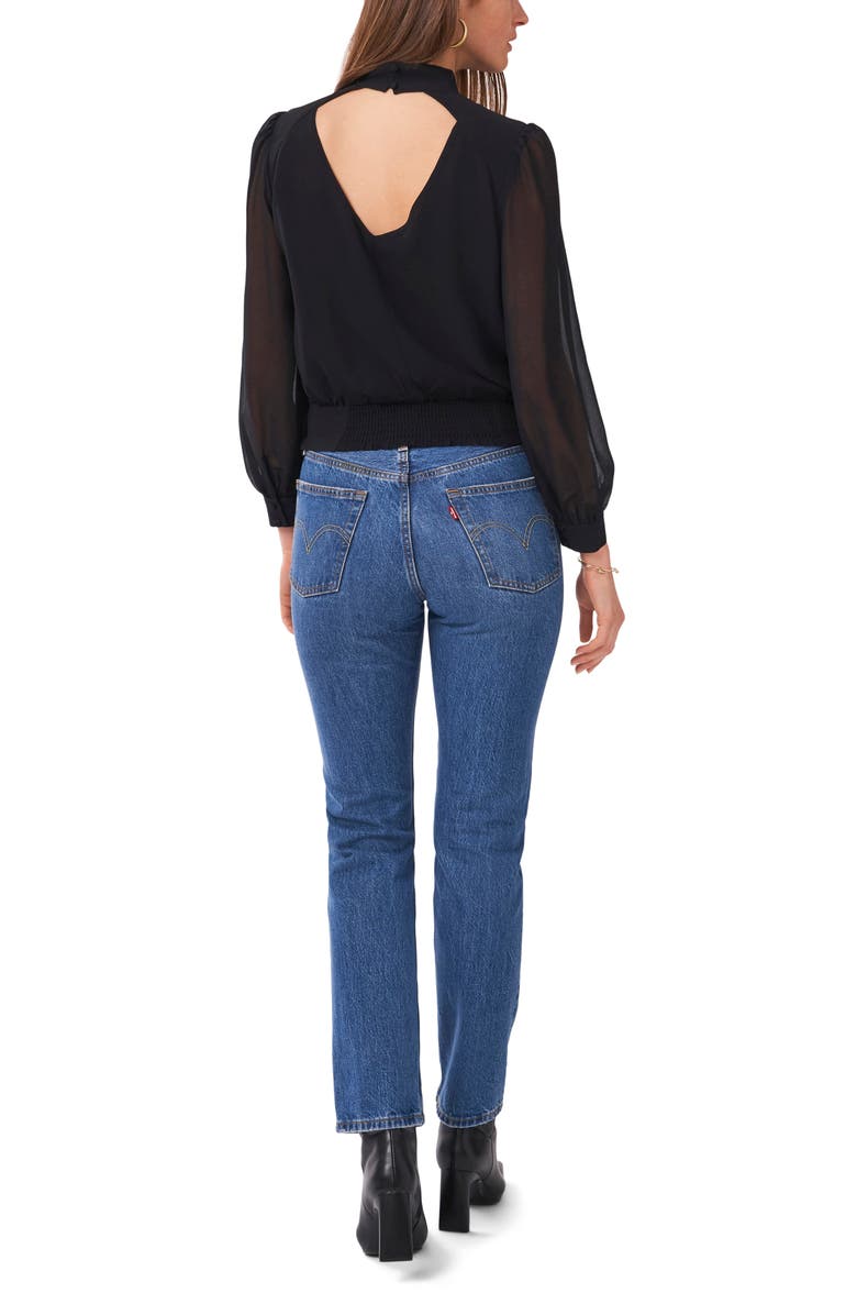 1.STATE Crop Sheer Sleeve Blouse, Alternate, color,