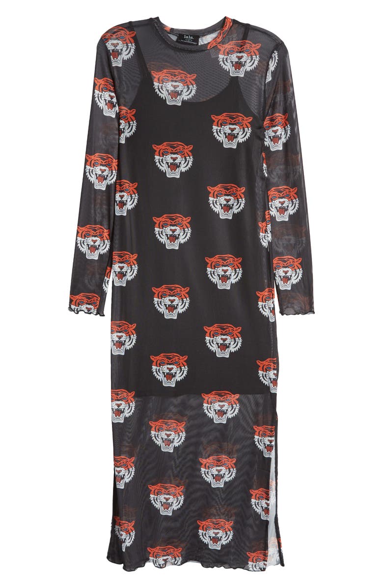 Dressed in Lala Mad About You Long Sleeve Mesh Midi Dress, Alternate, color, 