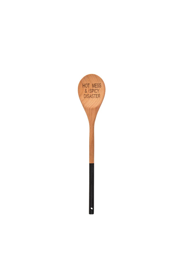 Hot Mess & Spicy Disaster Wooden Spoon, Main, color, Brown