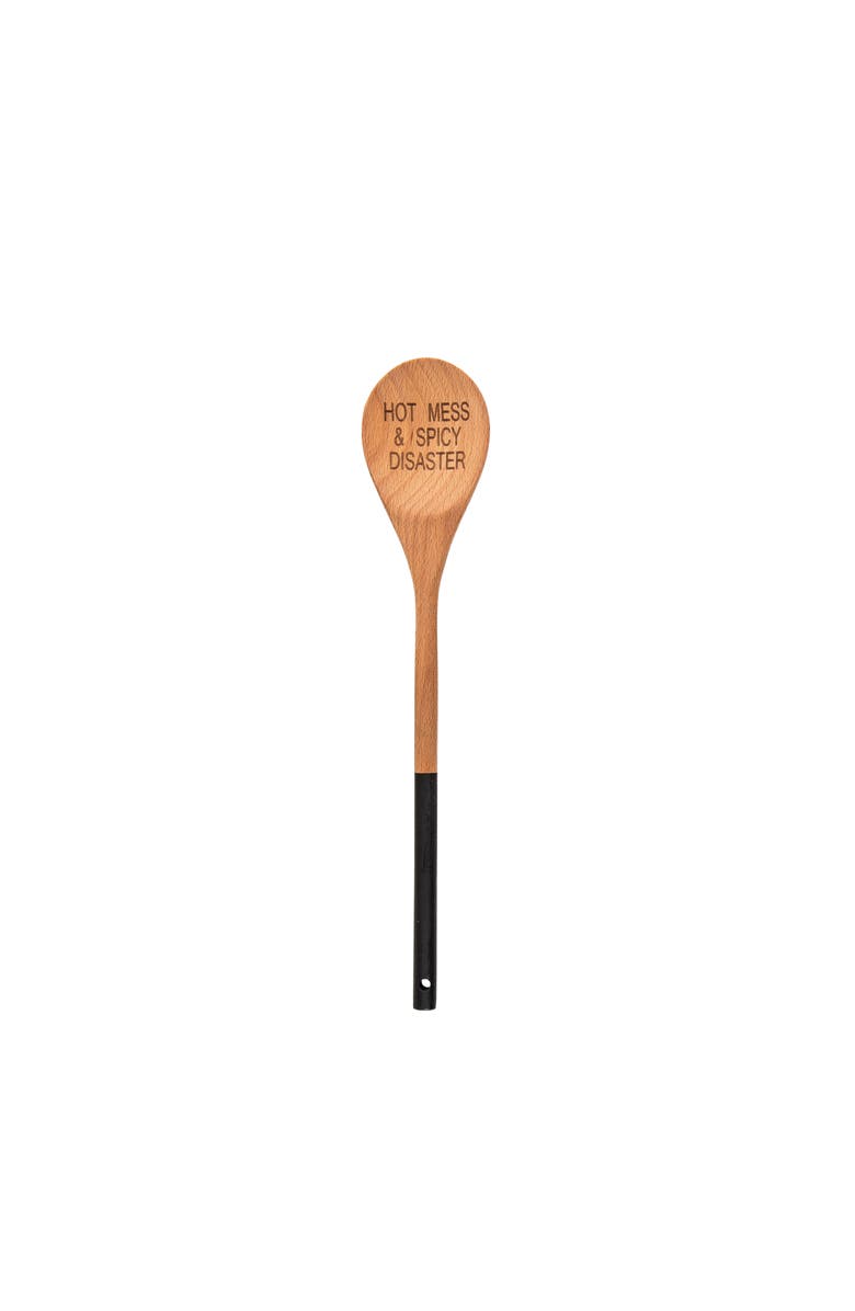 Totalee Gift Hot Mess & Spicy Disaster Wooden Spoon Wood Brown, Main, color, Brown