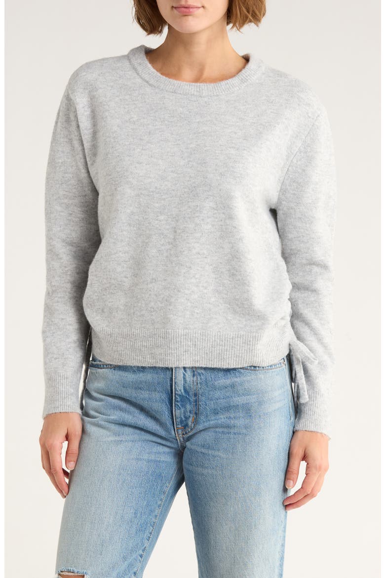 Side Drawstring Tie Sweater, Main, color, LIGHT GREY