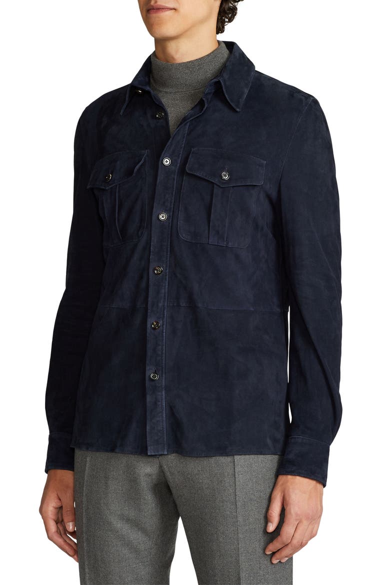 Barron Suede Shirt Jacket, Alternate, color, CLASSIC CHAIRMAN NAVY