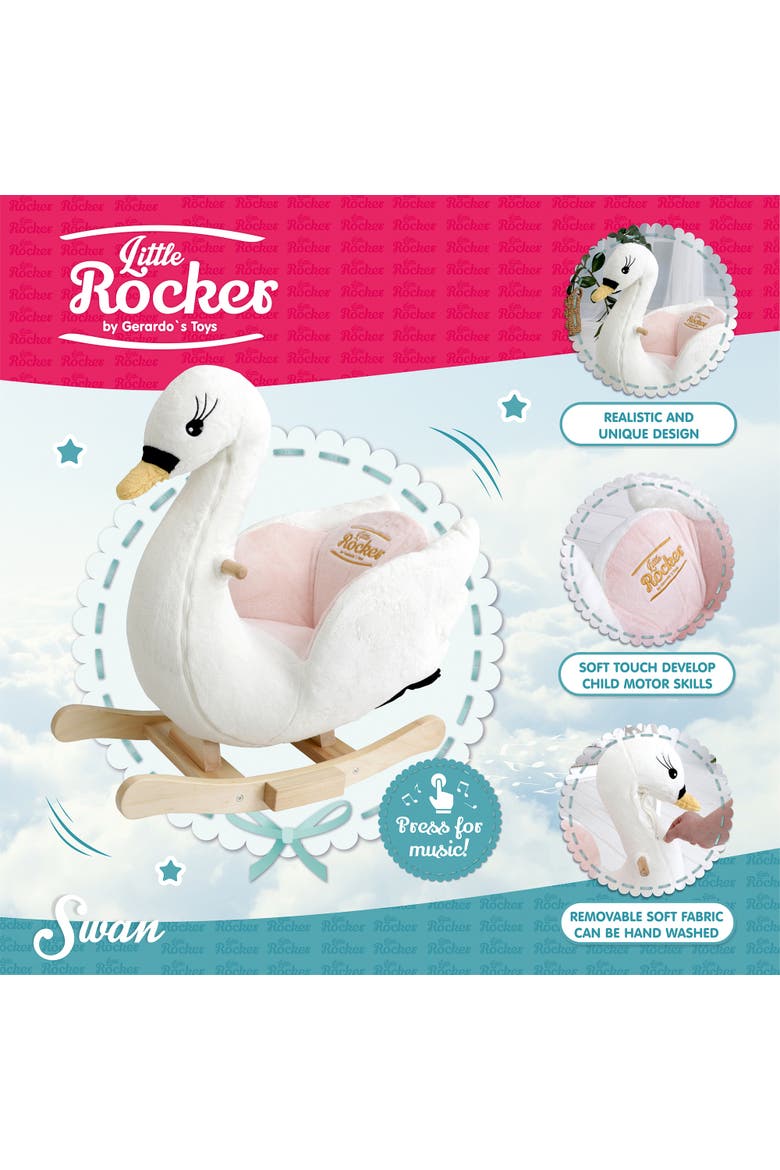 Little Rockers Swan Wooden Plush Ride, Alternate, color, Multicolored