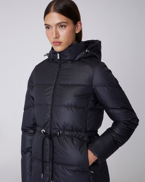 Quartz Co. Isabela | Lightweight Hooded Waisted Down Jacket In Black