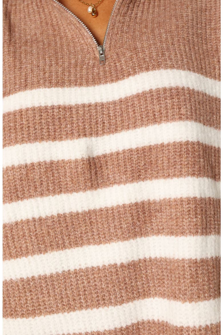 Miranda Stripe Quarter Zip Sweater, Alternate, color, TAUPE
