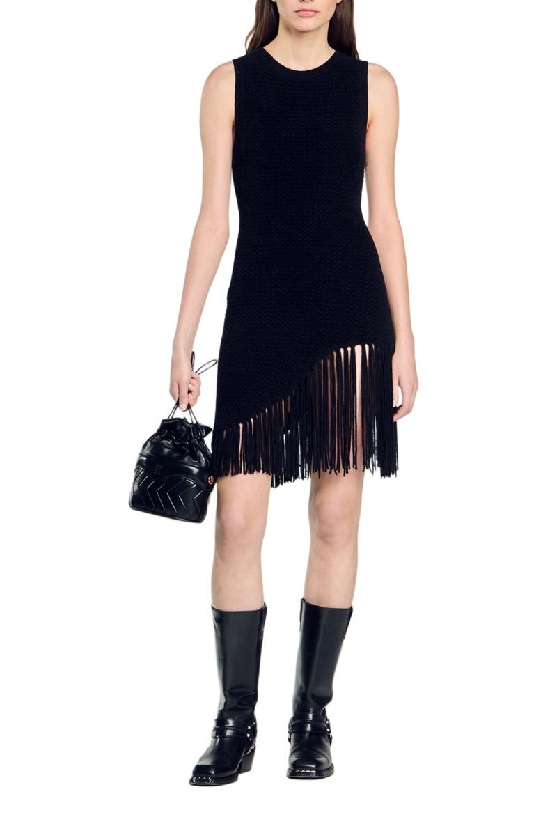 SANDRO Short fringed dress, Alternate, color, 