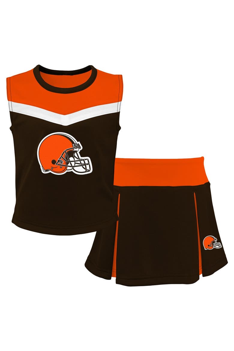 Girls Youth Brown/Orange Cleveland Browns Two-Piece Spirit Cheerleader Set, Main, color, Brown