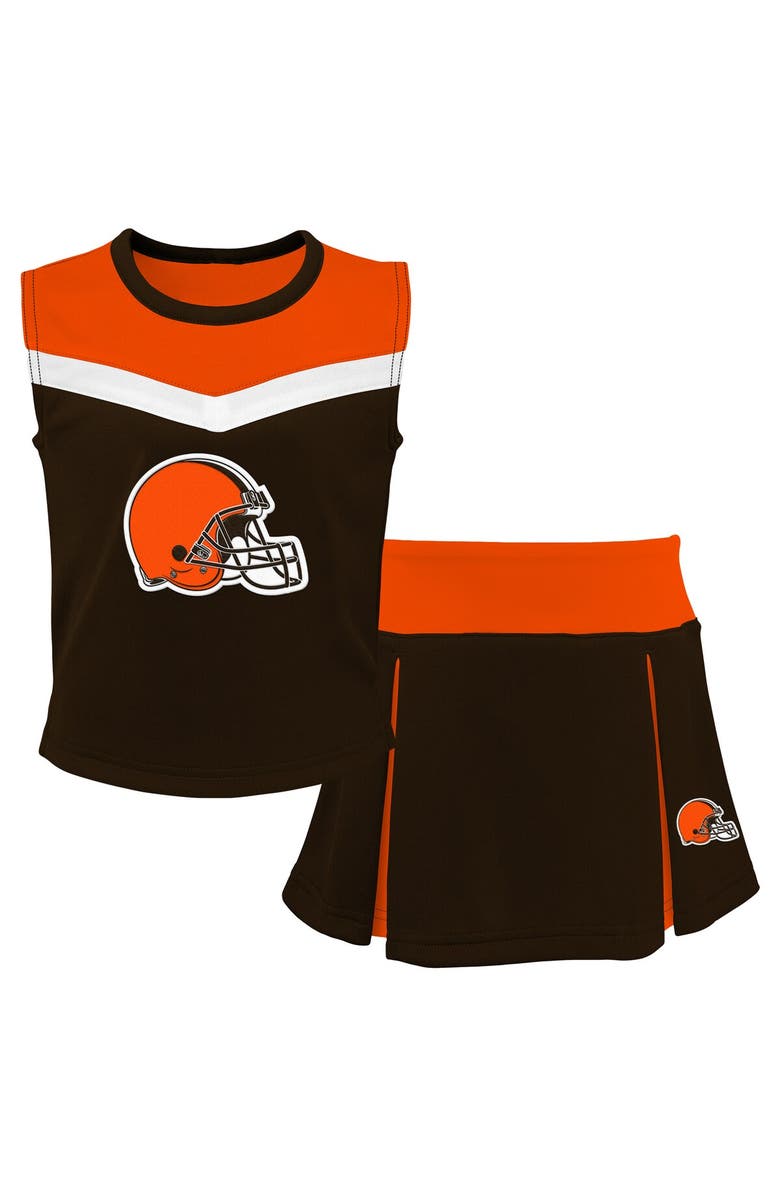 Outerstuff Girls Youth Brown/Orange Cleveland Browns Two-Piece Spirit Cheerleader Set, Main, color, Brown