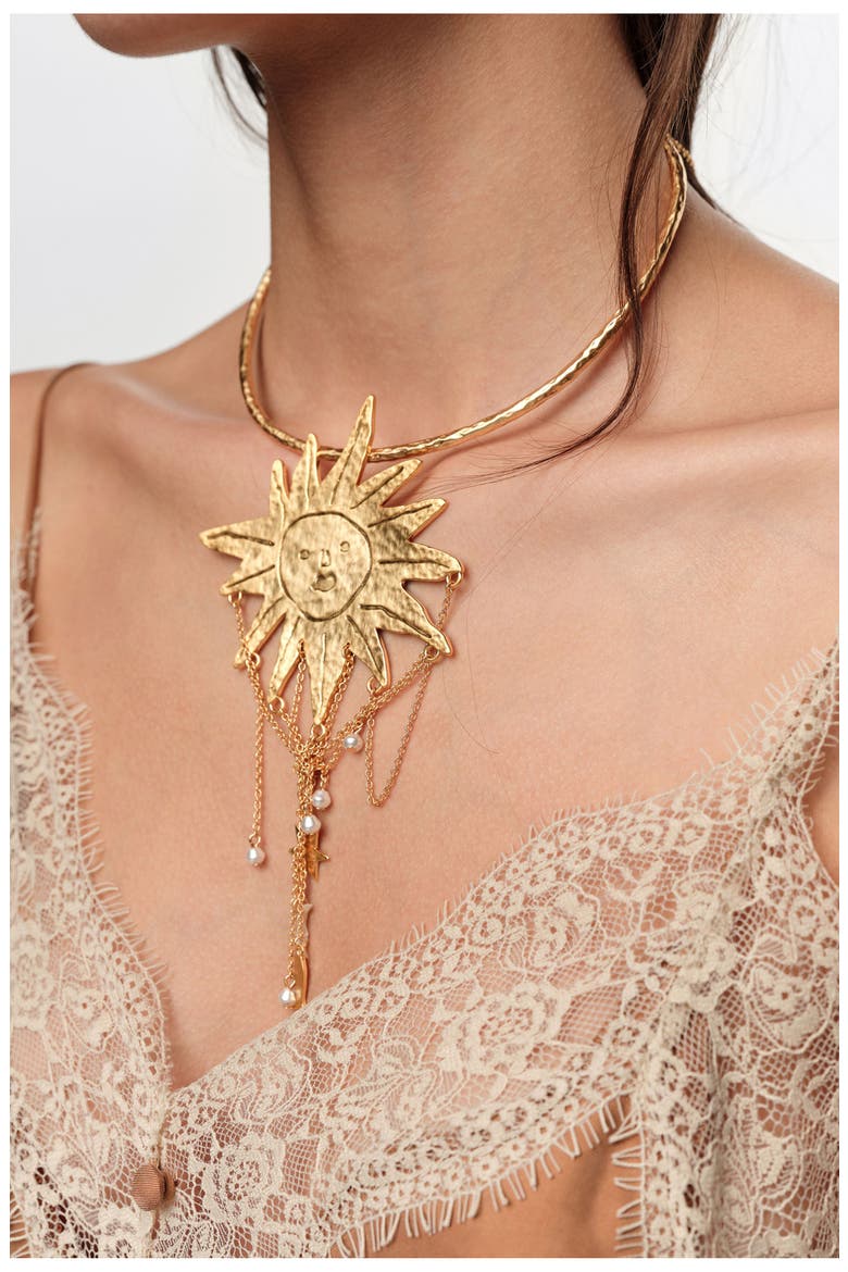 Sun And Moon Necklace, Alternate, color, GOLD