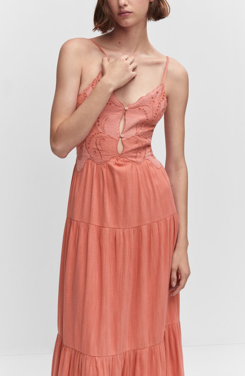 MANGO Embroidered Maxi Dress, Alternate, color, 