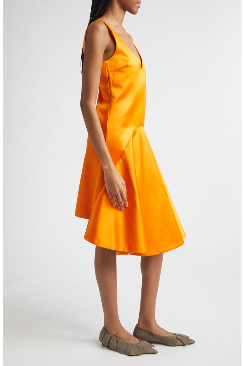 Draped Double Face Satin Dress, Alternate, color, SATSUMA