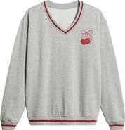 GOLDEN HOUR Heart Card Bow Ace V-Neck Sweatshirt