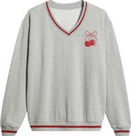 GOLDEN HOUR Heart Card Bow Ace V-Neck Sweatshirt