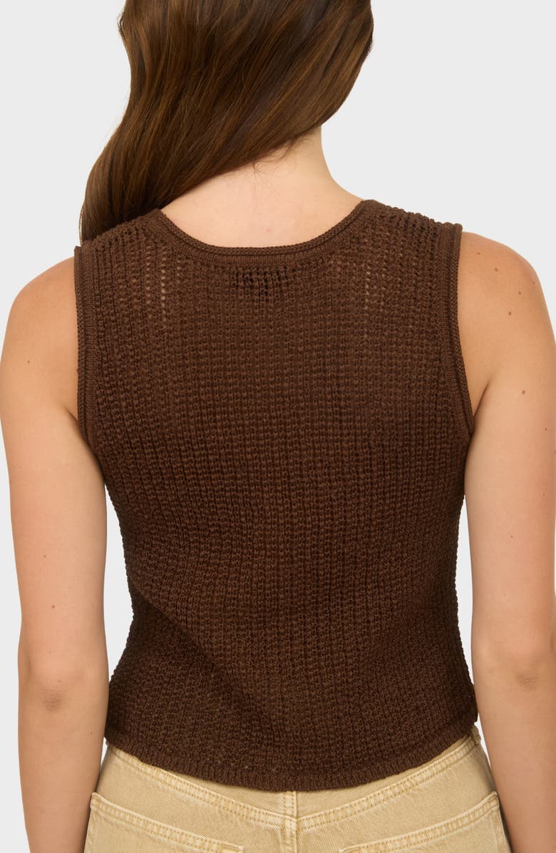 Blu Pepper Button Front Knit Sleeveless Top, Alternate, color, Brown