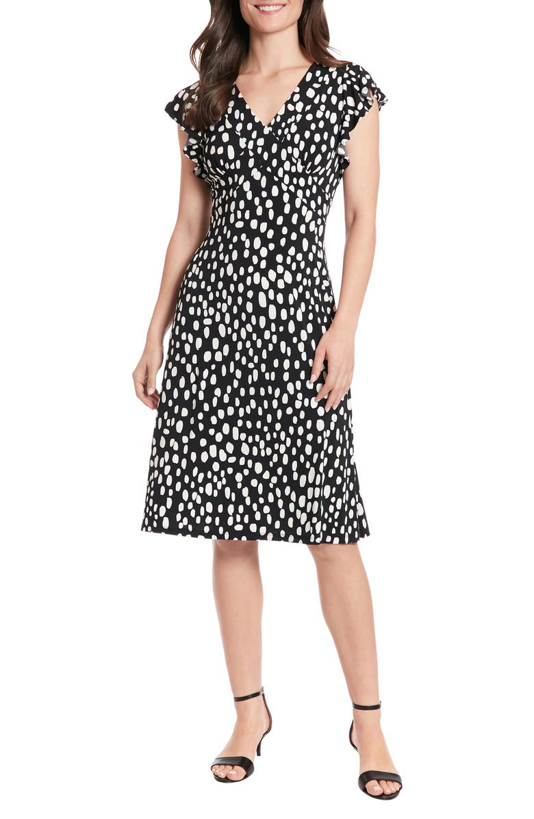 London Times Flutter Sleeve A-Line Midi Dress, Main, color,