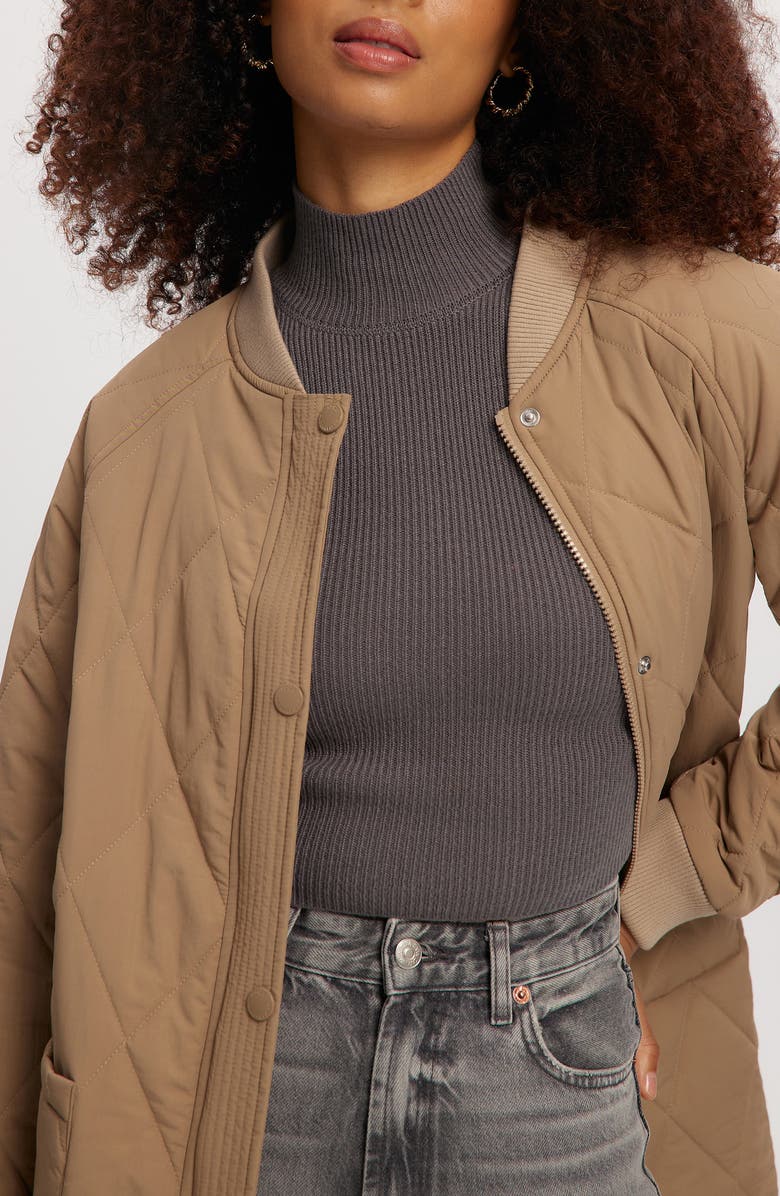 Noize Francine Long Quilted Jacket, Alternate, color, Sand