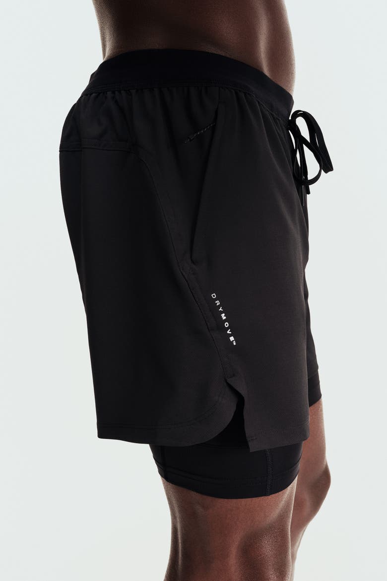 Double-layered Sports Shorts With Drymove, Alternate, color, Black