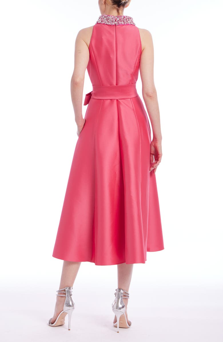 Badgley Mischka Collection Embellished Mock Neck Cocktail Midi Dress, Alternate, color, Rose