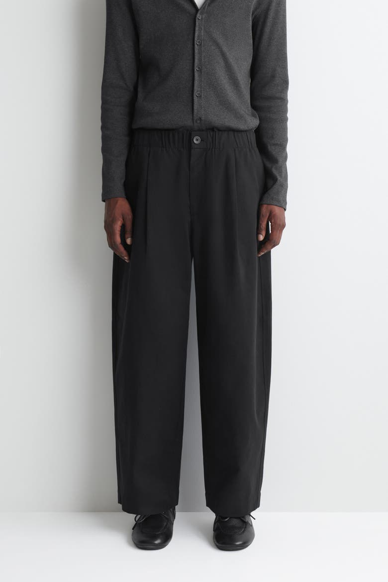 Pleated Relaxed-fit Barrel-leg Pants, Alternate, color, BLACK