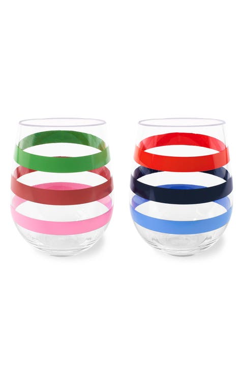 set of two stemless wine glasses