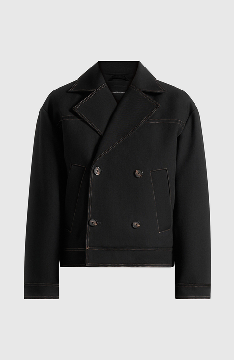 Mika Unisex Tailored Double Breasted Jacket With Contrast Stitch