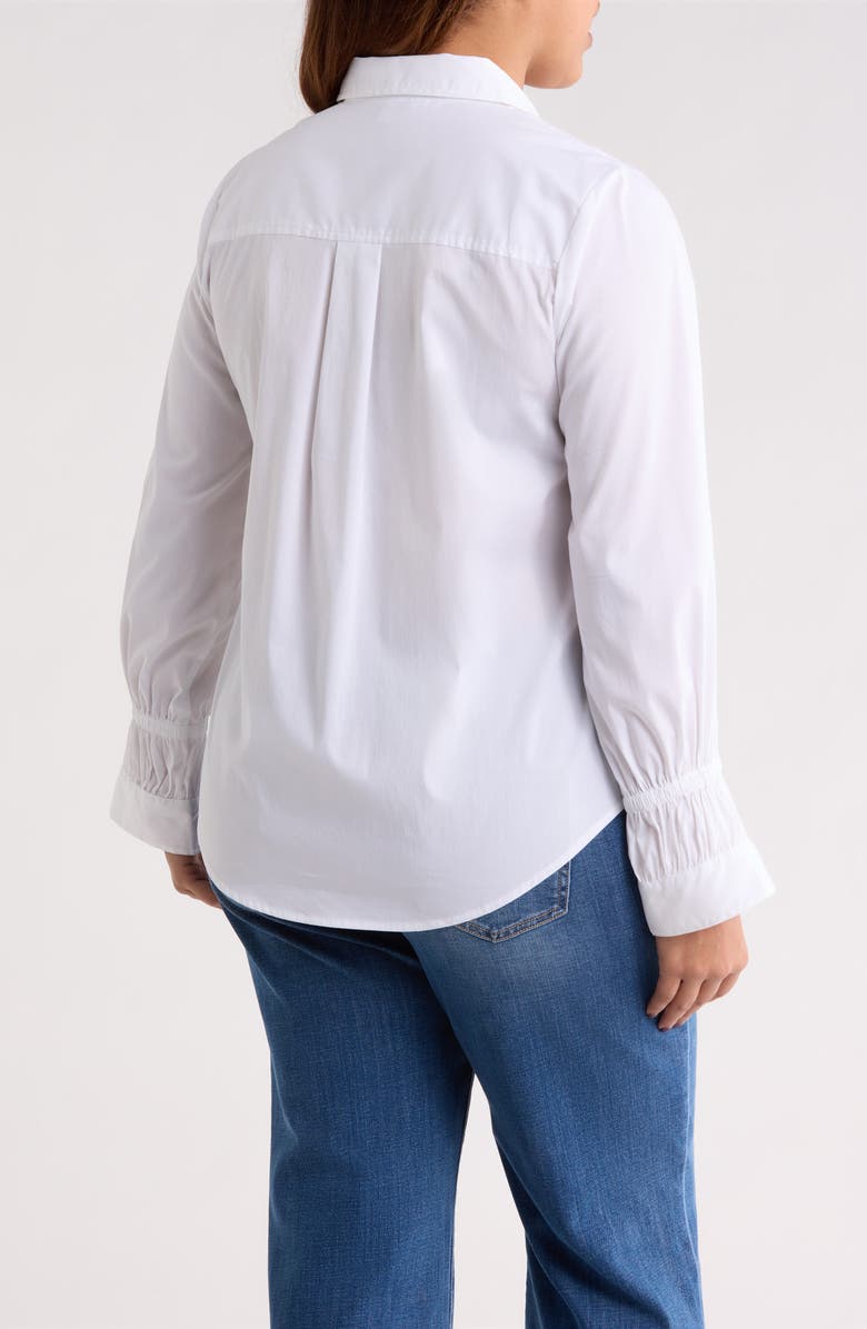 Liverpool Los Angeles Smock Sleeve Cuff Cotton Poplin Button-Up Shirt, Alternate, color, White