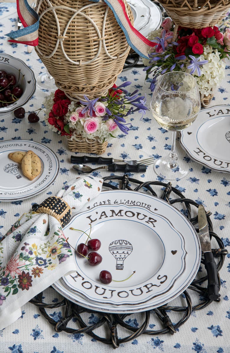 Juliska L'Amour Toujours 16-Piece Dinnerware Set, Alternate, color, Whitewash Black