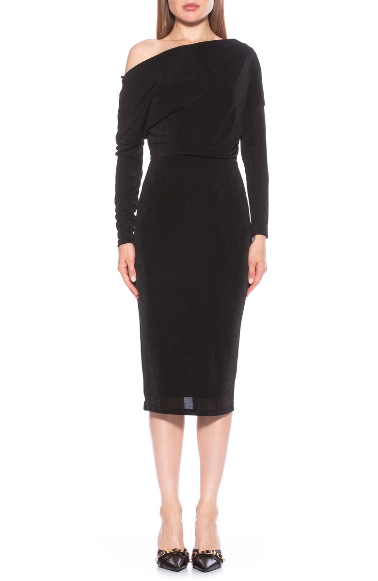 Alexia Admor Leena One-Shoulder Draped Midi Dress, Main, color, 