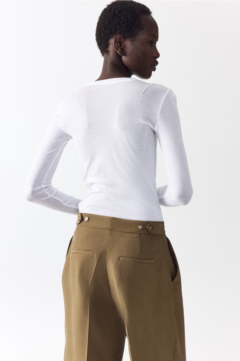 Barrel-leg Twill Trousers, Alternate, color, Khaki green