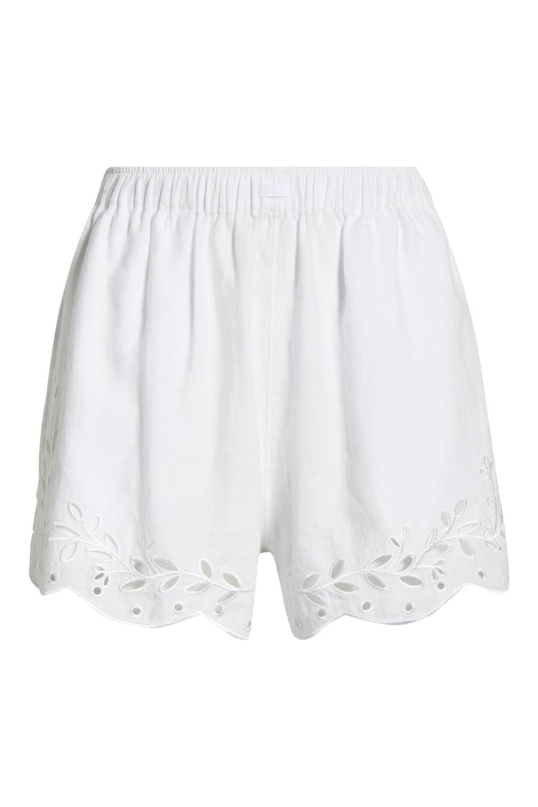 Embroidered Eyelet Linen Shorts, Alternate, color, SINCERE WHITE