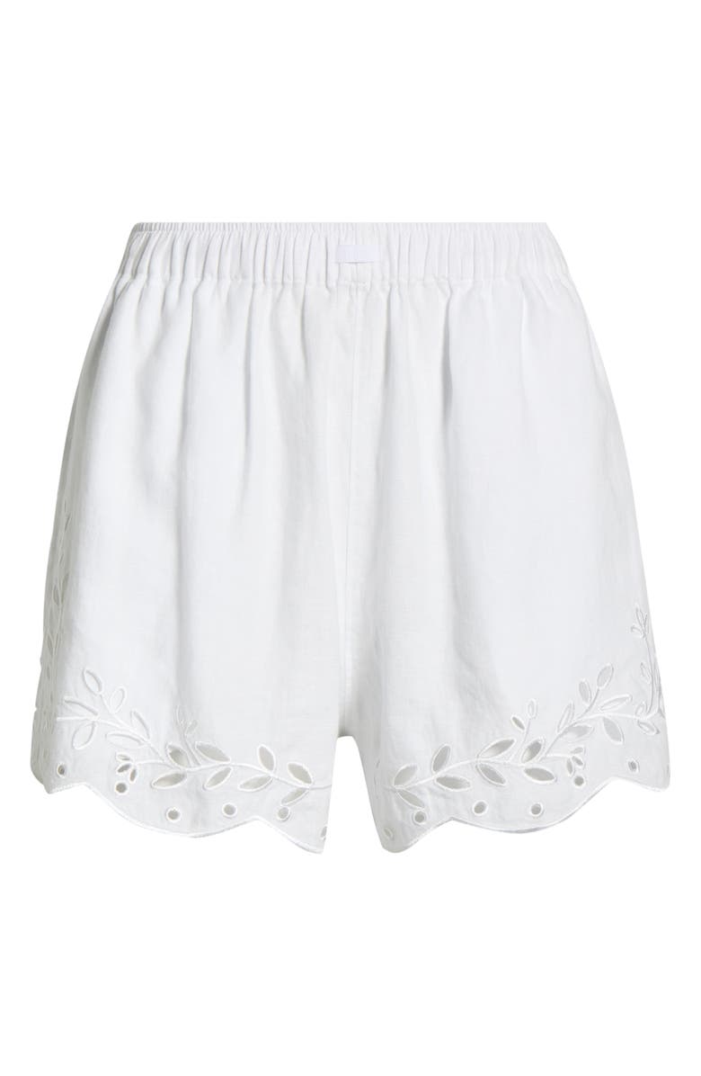 Lunya Embroidered Eyelet Linen Shorts, Alternate, color, Sincere White