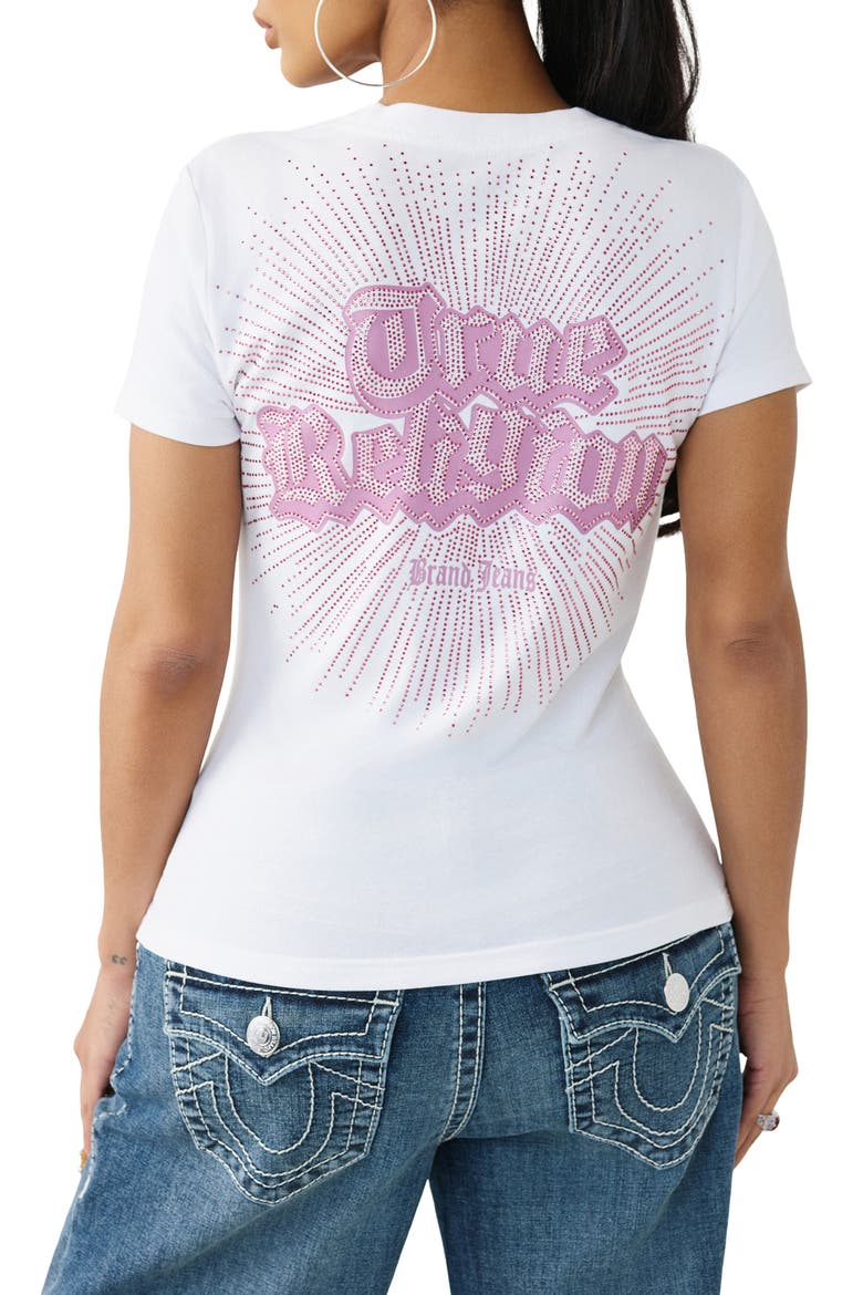 Crystal Logo Cotton Blend T-Shirt, Alternate, color, OPTIC WHITE