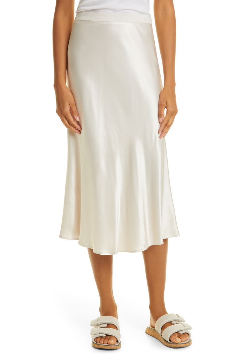 Berlin Satin Midi Skirt, Main, color, IVORY