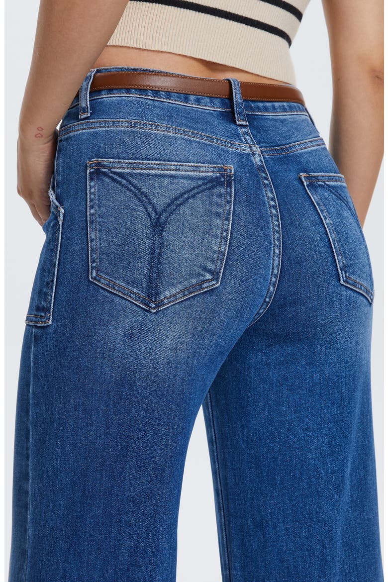 Raw Hem High Waist Utility Wide Leg Jeans, Alternate, color, DARK INDIGODNU