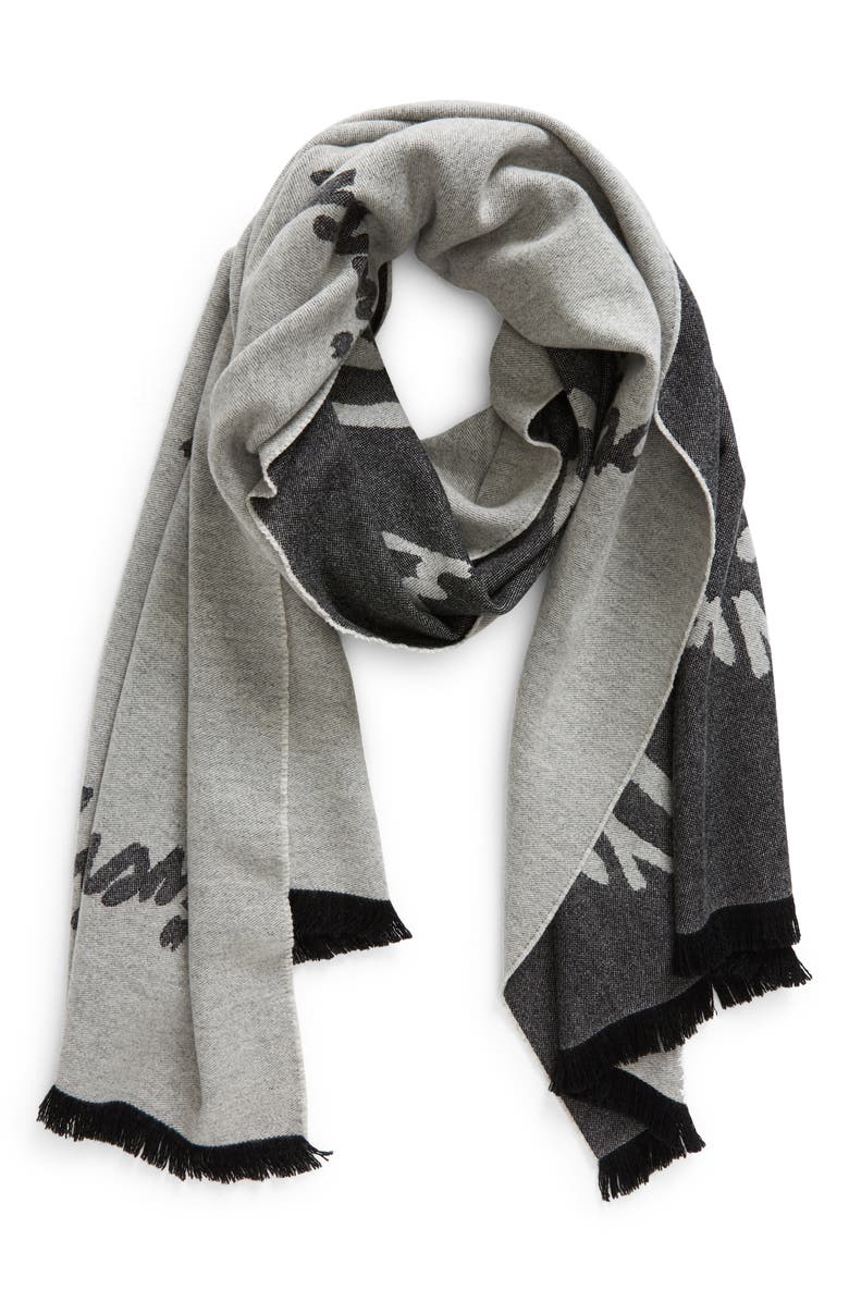 Givenchy Logo Jacquard Wool & Cashmere Scarf, Alternate, color,
