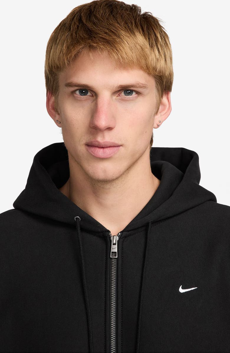 Nike Life Fleece Full Zip Hoodie, Alternate, color, 010 Black/Black/White