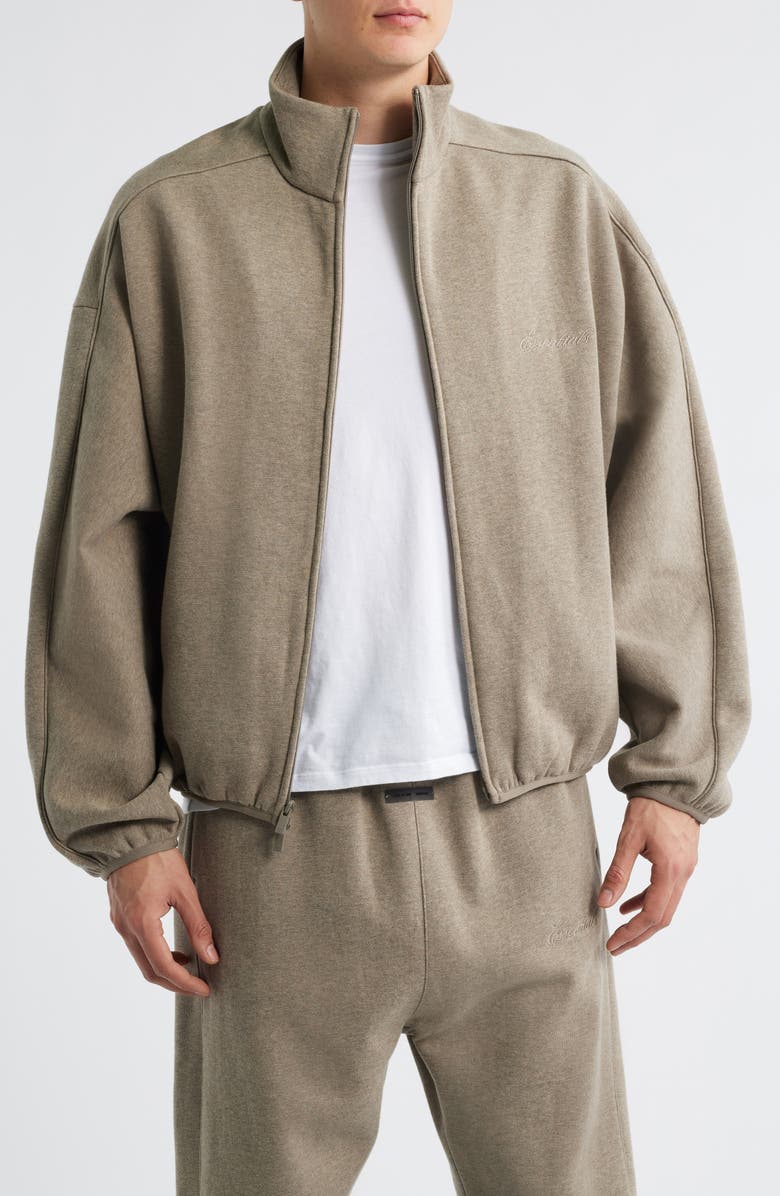 Fear of God Essentials Modern Fit Fleece Track Jacket, Main, color, Homestead Heather