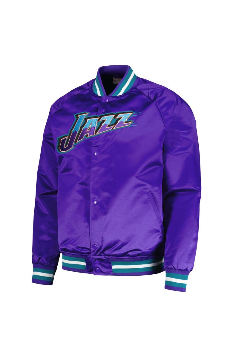 Mitchell & Ness Men's Mitchell & Ness Purple Utah Jazz Hardwood Classics  Throwback Wordmark Raglan Full-Snap Jacket, Alternate, color, 