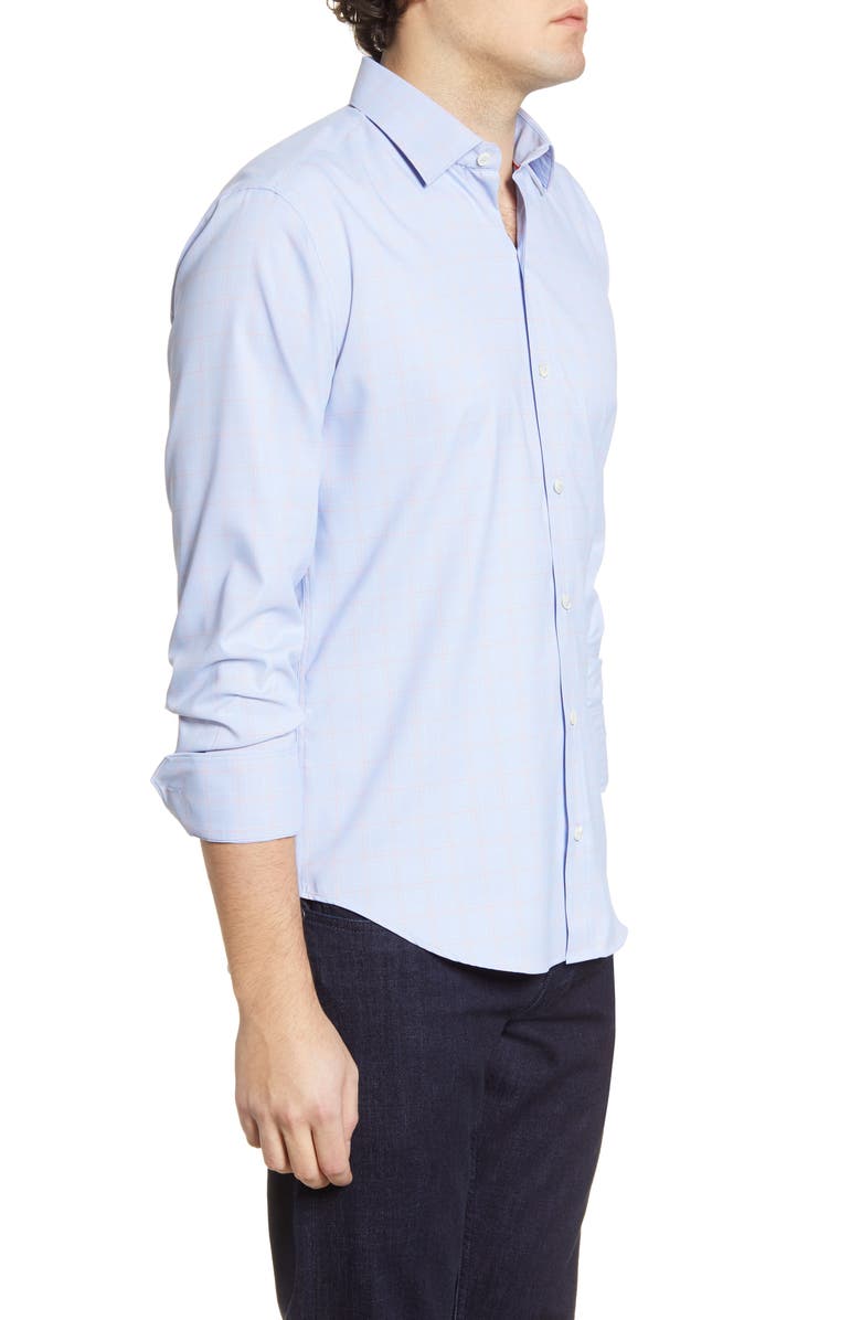 Bugatchi Shaped Check Button-Up Performance Shirt, Alternate, color, 
