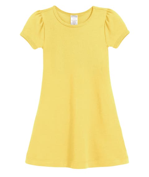 Girls Soft 100% Cotton Puff Short Sleeve Dress
