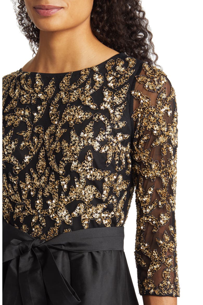 Sequin Bodice Gown, Alternate, color, BLACK/ GOLD