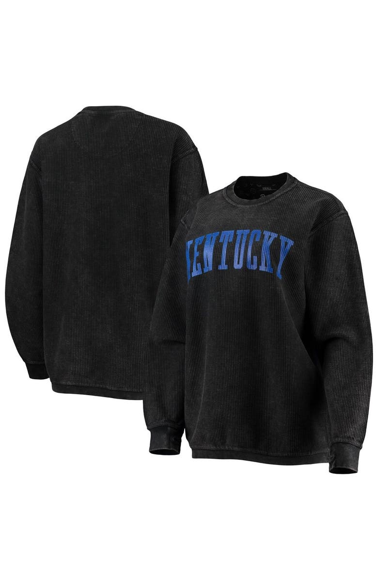 PRESSBOX Women's Pressbox Black Kentucky Wildcats Comfy Cord Vintage Wash Basic Arch Pullover Sweatshirt, Main, color, Black